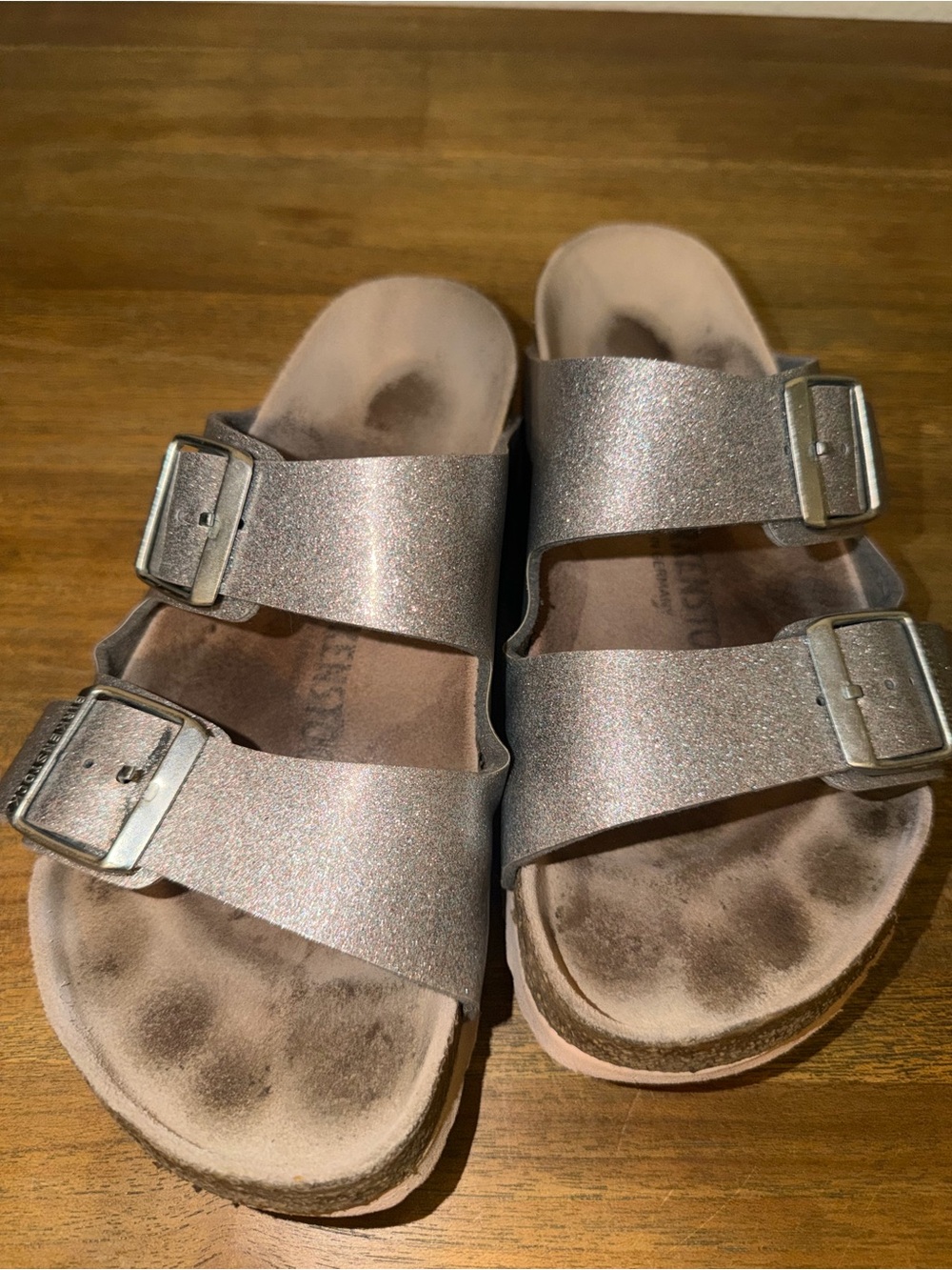 Birkenstock Kids Double-Buckle Slide Sandals - Silver Glitter